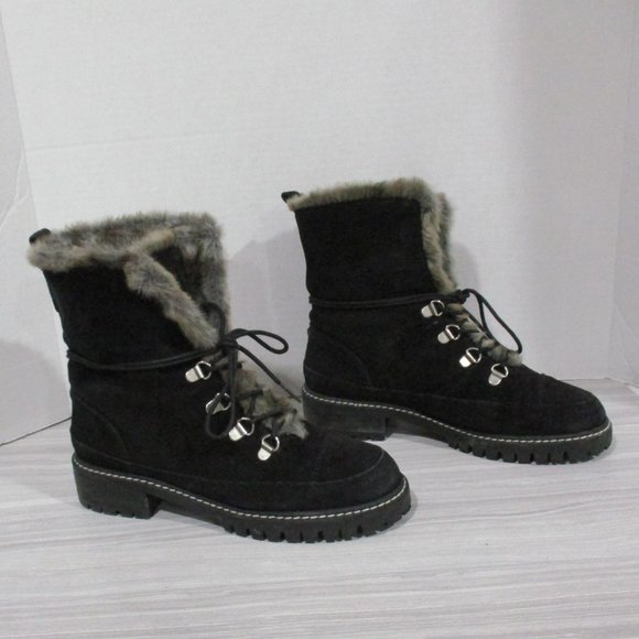 STUART WEITZMAN LUGE BLACK SUEDE, FUR LINED BOOTS! SIZE 4.5 - Picture 5 of 12